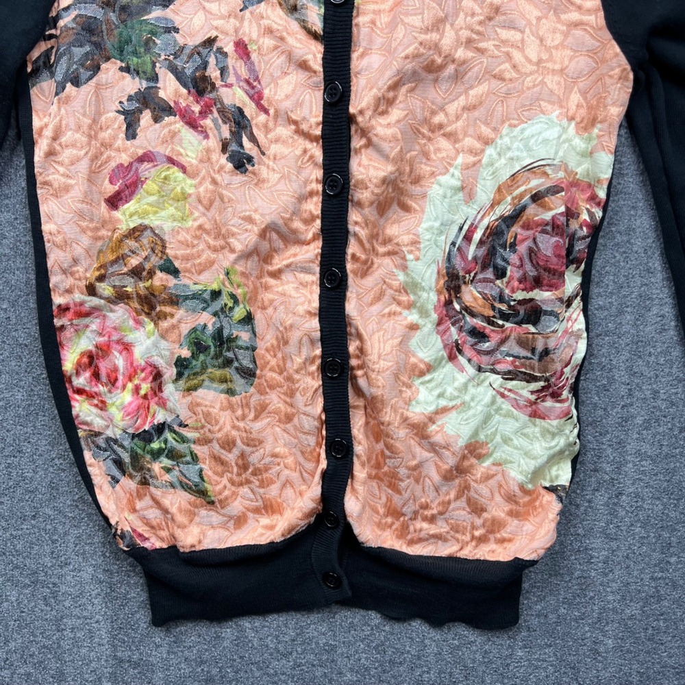 Dolce & Gabbana Sweater Women Small Black Cardigan Floral Silk Front Button Knit - Picture 6 of 16